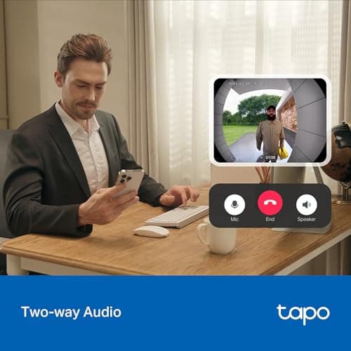 Tapo 2K Wireless Smart Video Doorbell - 160° Ultra-Wide View, Person Detection, 2-Way Talk, Ring Call, Night Vision, Subscription-Free Local Storage or Optional Cloud, Works with Alexa, D205 7
