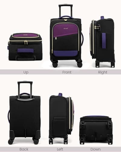 LOVEVOOK 4 Pcs Carry On Luggage 22x14x9 Airline Approved, 20 Inch Carry On Suitcases with Wheels, Softside Rolling Suitcase for Women Men, with TSA Lock Weekender Travel Luggage 9