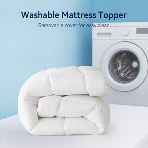 ELEMUSE 3 Inch Cooling Memory Foam Mattress Topper Full, 2 Inch Pressure-Relieving Memory Foam and 1 Inch Thick Soft Viscose Made from Bamboo Pillow Top for Hot Sleepers, Removable & Washable Cover 8