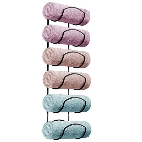 CANYAVE Towel Racks for Bathroom, Towel Rack Wall Mounted Bathroom Towel Holder, Towel Storage for Rolled Bath Shower Hand Towel, 3 Levels x 2pcs (Black)