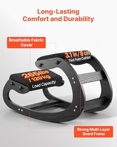 VEVOR Ergonomic Kneeling Chair, Wooden Posture Knee Chair with Adjustable Thick Foam Cushions & Solid Wood Frame, Adjustable Height, Relief for Neck or Back Pain for Home, Office or Meditation, Black 7