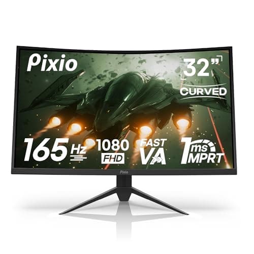 Pixio PXC325 32 inch 165Hz Refresh Rate FHD 1080p Resolution 1500R Curved VA Panel 1ms MPRT Response Time Adaptive Sync HDR Tilting Stand Gaming Monitor