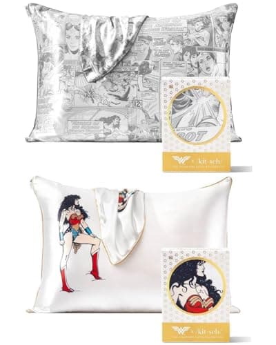 Kitsch Wonder Woman Satin Pillowcases Comic Print & Believe in Wonder