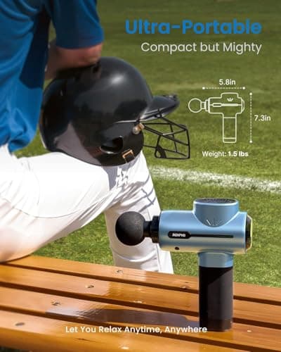 RENPHO Active Massage Gun, Percussion Deep Tissue Back Massager Ergonomic Design with 5 Speeds for Muscle Therapy, Travel Massage Gun with Carry Case, Portable 6