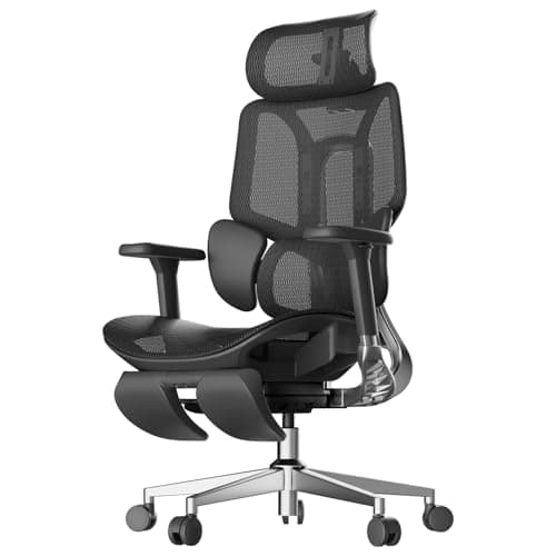 Hbada E3 Air Ergonomic Office Chair, Big and Tall Office Chair - with 3-Zone Dynamic Lumbar Support, 3D Adjustable Headrest, 4D Adjustable Armrests, Swivel, Black(with Footrest)