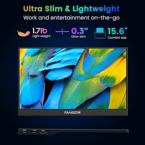 FANGOR Portable Monitor, 15.6" FHD 1080P Travel Monitor for Laptop, Ultra-Slim HDR IPS Computer Gaming Display, USB-C HDMI Screen Extender with Smart Cover for Laptop PC Phone Mac Xbox PS4/5 5