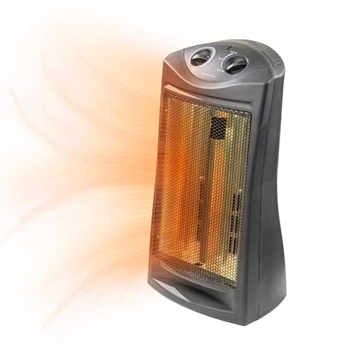 Comfort Zone Space Heaters for Indoor Use, Portable Electric Heater, Adjustable Thermostat, Infrared Heat, Quartz Tower Space Heater with 2 Heat Settings, Bedroom Heater, Black