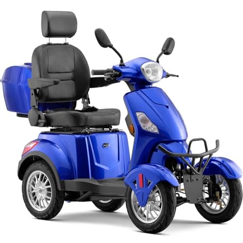 Super Large Electric 4 Wheel Mobility Scooters, Heavy Duty 800W Wheelchair Device, 25 Miles Long Range, All Terrain Mobility Scooter，Speed Adjust, Remote Key,Receive Ready to Ride (Blue)