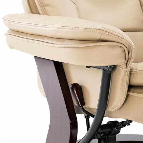 Argus Swivel Recliner with Ottoman, PU Leather & Wood Base Reclining Chair with Footrest, Ultra-Plush Double Foam for Living Room, Bedroom and Office, Set of 1 7