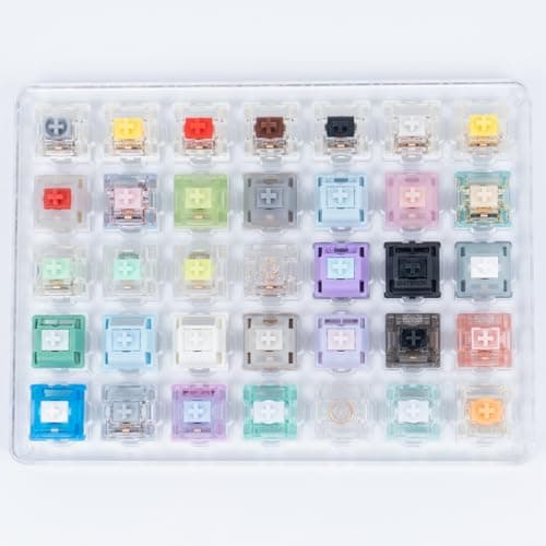 GATERON Keyboard Switches Tester, Magnetic Jade Oil King Milky Yellow Pro Oil King Baby Kangaroo Racoon Ink Wall Stem Box Black Pink for MX Mechanical Gaming Keyboard (35pcs)