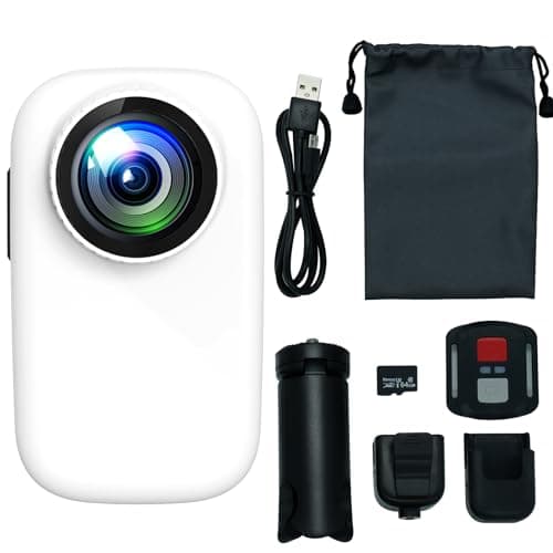4K Tiny Action Camera, 30FPS Video & 20MP Photo,WiFi, Touchscreen, Portable and Versatile, Mount Anywhere, Stabilization, Mini Action Camera for Vlog, Webcam, Travel, Sports (White)
