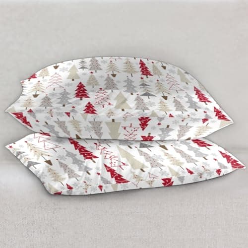Satin Pillowcase for Hair and Skin Christmas Tree Silk Pillowcase with Envelope Closure, Standard Size Cooling Pillow Cover for Bedroom Home Christmas Decorations Xmas Gifts for Mom Daughter Women Men 7