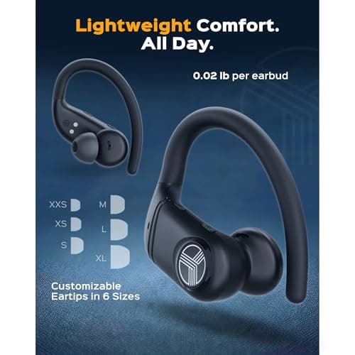 TREBLAB X4 – Waterproof Workout Headphones for Running & Gym - Silky Soft Secure Earhooks, 11H Battery, Physical Buttons, Noise Canceling Over-Ear Ear Hook Bluetooth Earbuds for Sports 3