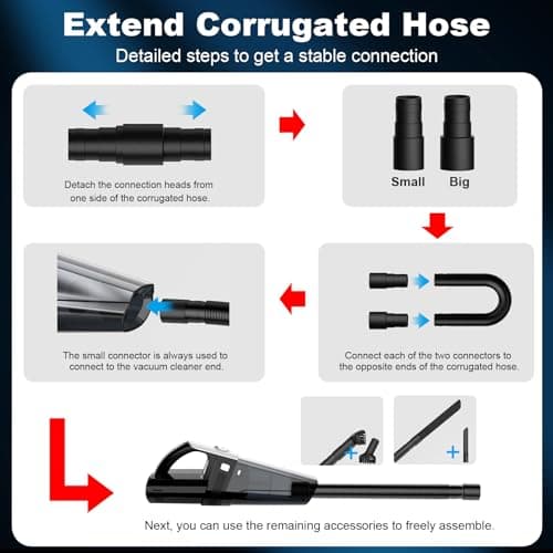 DRECELL Car Vacuum, Portable Vacuum Cleaner with Powerful 7000PA Suction, DC 12V Power 16.4Ft Cord Wired Vacuum Cleaner, LED Light, Car Accessories for Men/Women 7