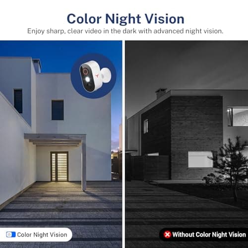 TrendBuzz 1080P Wireless Security Camera with AI Human Detection, Color Night Vision, PIR Motion Detection, Two-Way Talk, Cloud Service, 2.4G Wi-Fi, Battery Powered, Outdoor Surveillance Bullet Cam 6