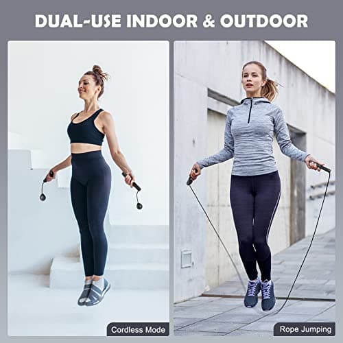 STRPRETTY BASIC Jump Rope with Counter, Cordless Jump Rope Adjustable Length Weighted Skipping Rope with Calorie Counter for Fitness Crossfit Exercise Training Indoor Outdoor (Black) 6