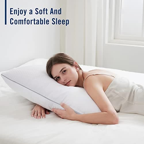 Piwaal Bed Pillows for Sleeping 2 Pack, Standard Size Pillows Set of 2,Down Alternative Filling, Pillow for Back, Stomach or Side Sleepers Grey 5