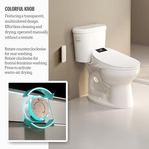 WLJBIDET Bidet Toilet Seat with Remote Control, Electronic Heated Bidet Seat with Adjustable Warm Water and Pressure, Warm Air Drying, Display Screen, Night Light, Slow Closed Toilet Lid, Elongated 8