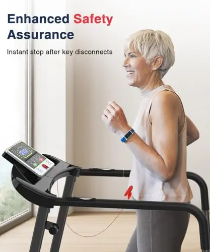 Redliro Walking Treadmill for Senior with Long Handrail, 300 lbs Capacity, Recovery Fitness Exercise Machine Foldable Treadmills for Home with Holder LCD Display, Holder for Phone & Cup 6