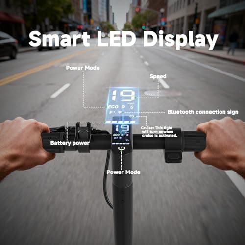 WERHY Electric Scooter, 350W/500W Powerful Motor, 19/22 MPH Max Speed, 15/23 Miles Range, Lightweight Foldable Kick Scooter with Dual Braking Systems, Smart APP 6