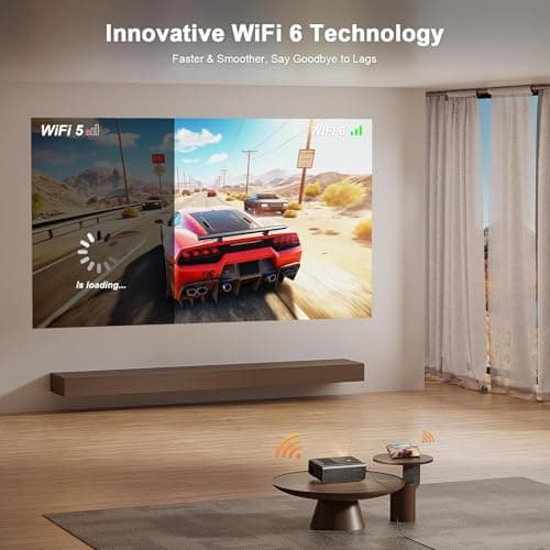 [Built-in Apps & Auto Focus/Keystone] Smart Projector with WiFi and Bluetooth, VOPLLS 4K Outdoor Projector, Portable Movie Phone Wireless Gaming Wifi Proyector for Bedroom/Home/Celling 6