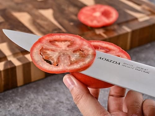 AOKEDA 16-Piece Kitchen Knife Set with Block, with Kitchen Shears and Sharpener, High Carbon German Steel(Natural Wenge) 3