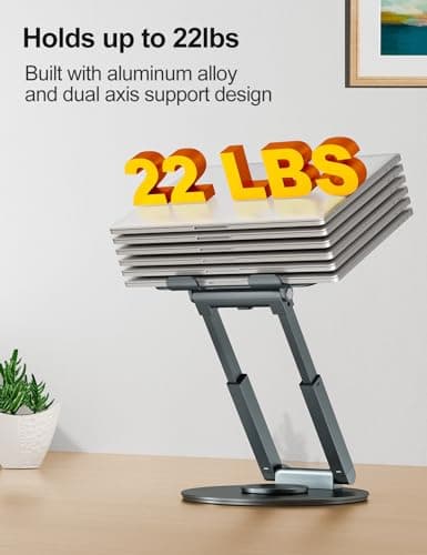 tounee Telescopic Laptop Stand for Desk with 360° Swivel Base, Sit to Stand, Height Adjustable, Portable Riser Holder for Good Posture, Compatible with MacBook Pro, All Laptops 10-17"-Gray 6