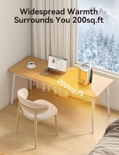 GiveBest Portable Electric Space Heater with Thermostat, 1500W/750W Safe and Quiet Ceramic Heater Fan, Heat Up 200 Square Feet for Office Room Desk Indoor Use, Silver 5