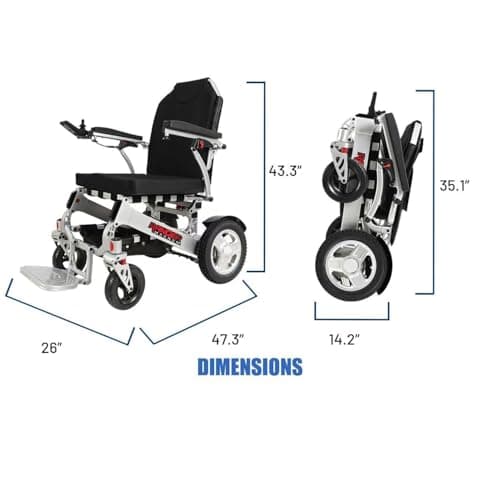 Ranger Magnum Ultra Heavy Duty Folding Electric Wheelchair - All-Terrain, Weatherproof, Dual 350W Motors, 660 lb Capacity, Dual Side Batteries (Silver, XL (24" Seat)) 6