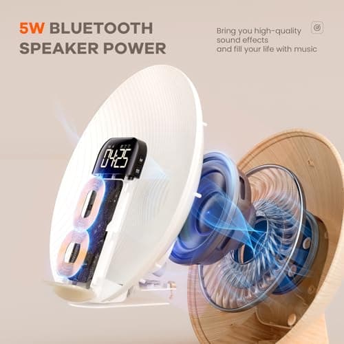 COLSUR Sunrise Alarm Clock Wake Up Light,Bluetooth Speaker,Wireless Charging,White Noise,Bedside Lamp,Bedroom,Snooze & Sleep Aid,Ideal for Gift 5