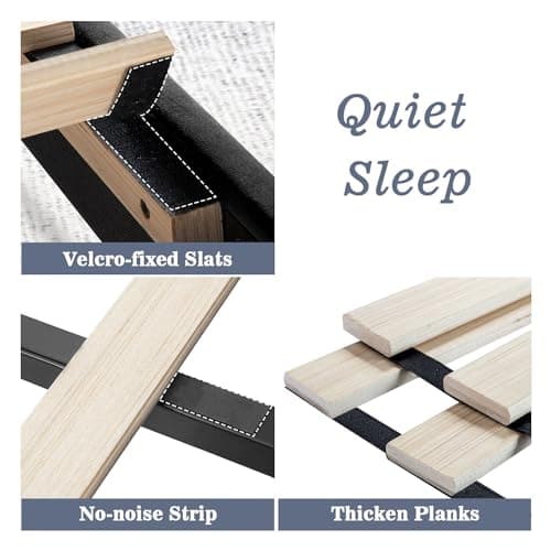 Allewie Queen Bed Frame/Velvet Upholstered Bed Frame with Vertical Channel Tufted Headboard/Strong Wooden Slats/Platform Bed Frame/Mattress Foundation/Box Spring Optional/Easy Assembly/Black 7