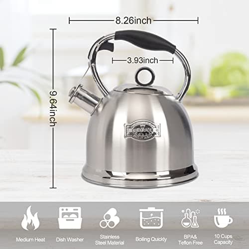 Tea Kettle for Stovetop, Food Grade Stainless Steel Water Kettle, Tea Pot for Home & Kitchen, 3.0 Qt 6
