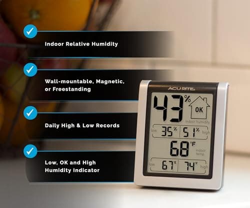 AcuRite Wireless Digital Indoor Thermometer and Hygrometer Monitor for Indoor Temperature and Humidity Measurements (00613) 2