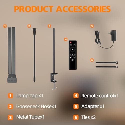 ULTEM Desk Lamp Home Office,15W Dual Screen Monitor Light with Clamp,Adjustable Gooseneck Computer Light with Stepless Color Temp and Dimming for Architect Work (Black) 7