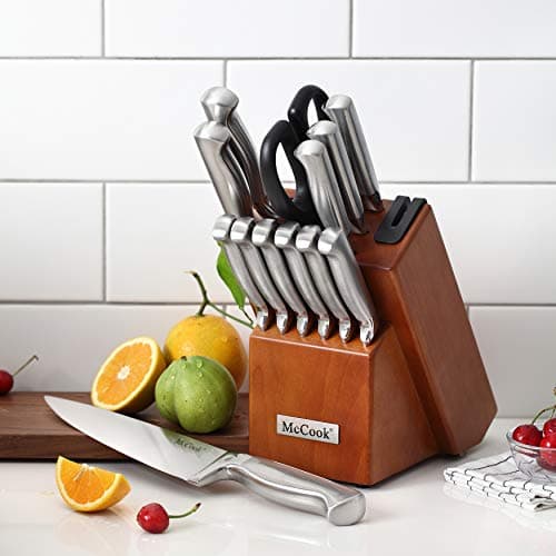 McCook® Knife Sets, German Stainless Steel Kitchen Knife Block Sets with Built-in Sharpener 5