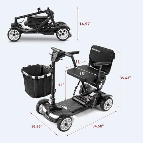 20 Miles Range Foldable Mobility Scooter for Adults & Seniors - 47lbs Lightweight 4-Wheel Travel Electric Scooter with Removable Battery & LED Lights, 300lb Weight Capacity (Blue) 8