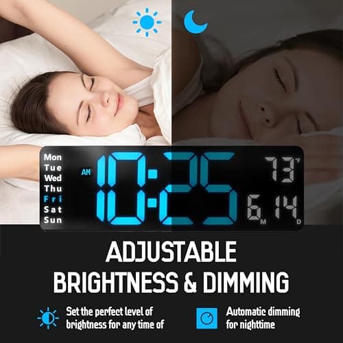 Opis Clock 1 XL -Blue: Large LED Digital Wall Clock with Temp, Date, Timer, Remote | Big Display Clock for Gym/Home 5