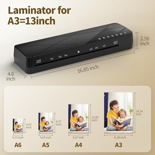Crenova Laminator Machine 13 inch, Laminating Machine with 50 Laminating Sheets 60s Quick Warm Up Auto-Off, 6 in1 Lamination Machine ABS Jam Free for Home Office School, Black 7