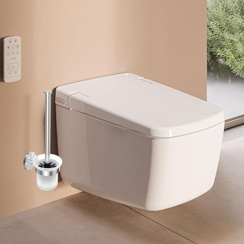 Dailyart Toilet Brush Holder Set: 2 Pack Bathroom Deep Cleaning - Stainless Steel & Glass Toilet Cleaner with Ergonomic Design - No Drilling Wall Mounting 8