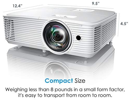 Optoma EH412ST Short Throw 1080P HDR Professional Projector | Super Bright 4000 Lumens | Business Presentations, Classrooms, or Meeting Rooms | 15,000 hour lamp life | Speaker Built In | Portable 7