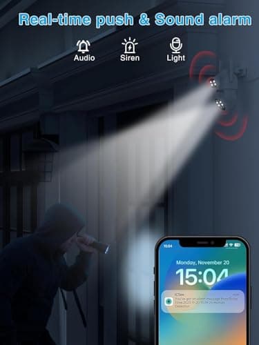 Reobiux Security Camera Outdoor with Dual Lens, 2.5K/6MP Outdoor Cameras for Home Security with Auto Tracking, Human Detection, 30m Color Night Vision, Two-Way Audio, IP66 5