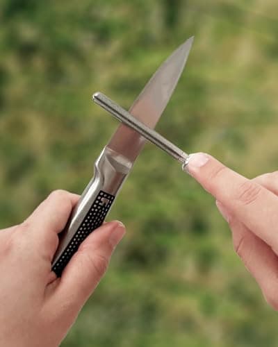 Wamery Serrated Knife Sharpener 2 Pack - Retractable Diamond Rod Pocket Sharpener for Serrated & Straight Blades - Multifunctional Sharpening Tool for Outdoor Kitchen Fishing Hunting (Silver & Black) 6