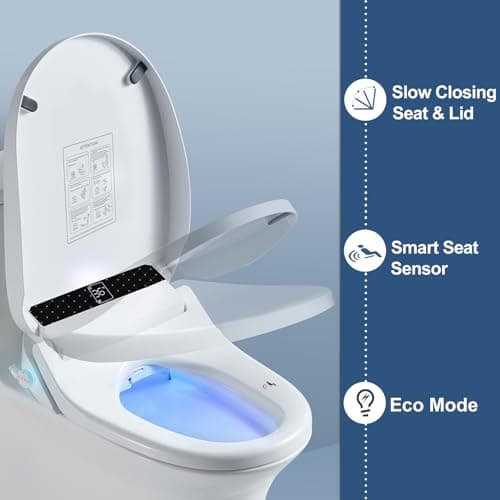 Combier CMA210S-B Bidet Toilet Seat With Turbo Wash, Wireless Remote and Side Panel, The heated Toilet Seat Have Adjustable Heated Seat, Warm Water, Air Dryer & Multiple Spray Modes(Elongated) 5