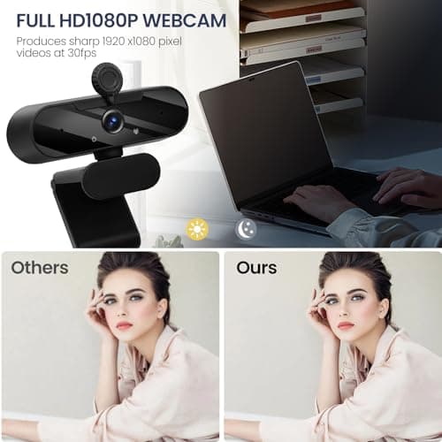 MTORED Full HD 1080P Webcam with Built-in Microphone, Rotatable Tripod 2