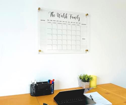 FAMILY NAME CALENDAR Personalized Acrylic Wall Calendar - Personalized Calendar 2026, Horizontal Wall Calendar, Monthly and Weekly Calendar, Housewarming Gift, Goals, To Do 8