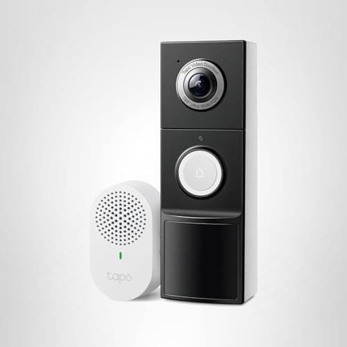 Tapo 2K+ Wired or Battery Powered Smart Video Doorbell with Chime - 180° Field of View, Person/Vehicle/Package Detection, Ring Call, 2-Way Audio, Subscription-Free Local Storage or Optional Cloud,D225 12