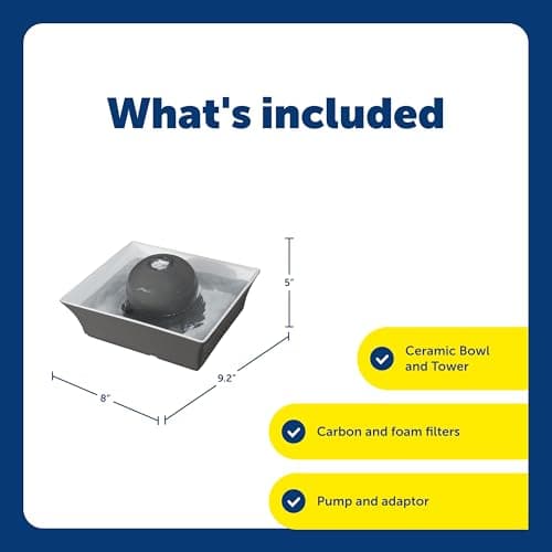 PetSafe Drinkwell Ceramic Pet Water Fountain - Quiet Automatic 70oz Dispenser for Cats & Dogs with Filters - Dishwasher Safe Square Design 3