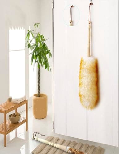J&A Lambswool Dusters with Solid Wooden Handle, Flexible Head, Anti-Static, Comfortable Grips 17.8 inchs Long Feather Duster for Office, Home and Car etc. 5