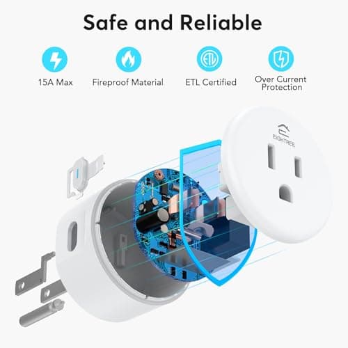 EIGHTREE Smart Plug, WiFi Outlet Works with Alexa & Google Home, Smart Home Socket with Remote Control & Timer Function, 2.4GHz WiFi Only, 4 Packs 8