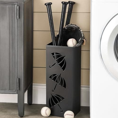 Okllen Metal Umbrella Holder, Square Umbrella Stand Rack for Entryway, 6.3" x 6.3" x 16.5", Black 7
